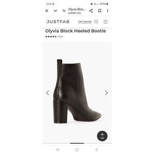 New 8.5E Wide JustFab Black Olyvia Booties Ankle Boots Chunky Block Heel